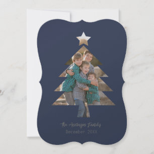 Upload Family Picture into a Christmas Tree Shape Invitation