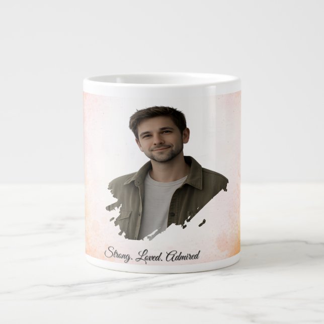 Upload His Photo- Personalized Custom Gift for Him Large Coffee Mug (Front)