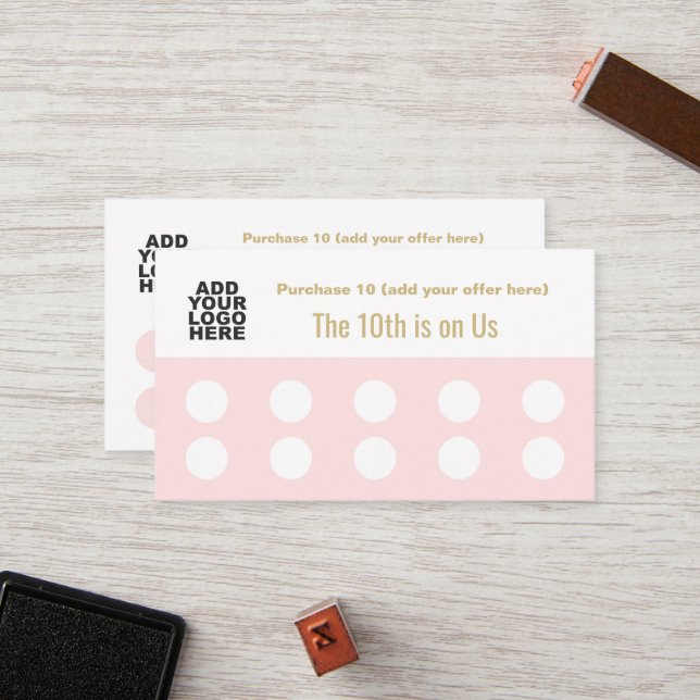 Upload Logo 10 Salon Stamp Punch Customer Loyalty (Front/Back In Situ)