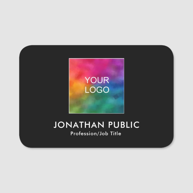 Upload Logo Add Text Classic Pin Back or Magnetic Name Tag (Front)