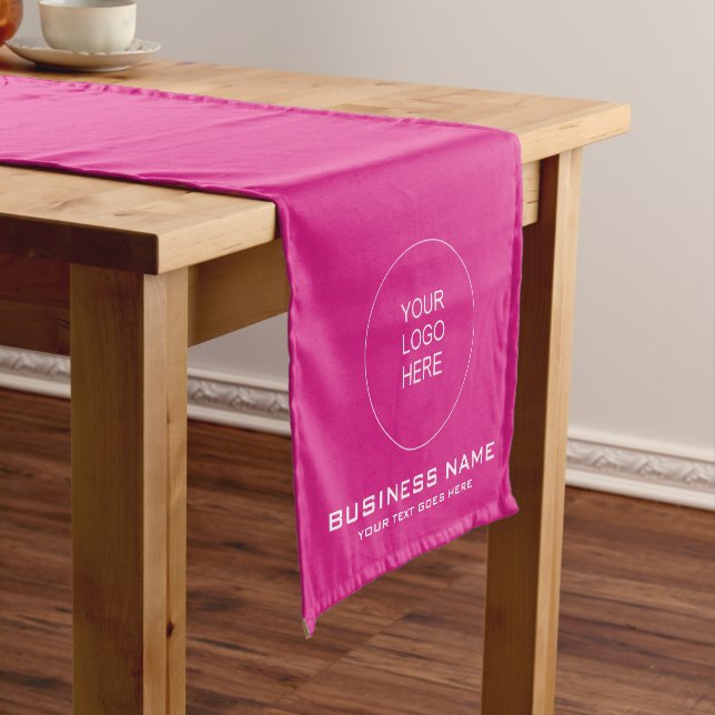 Upload Logo Add Text Pink Solid Colour Template Short Table Runner (In Situ)