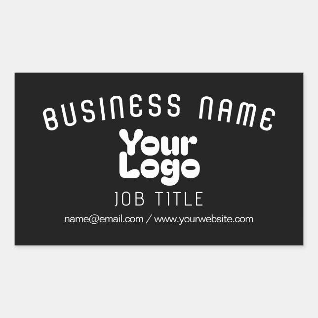 Upload Logo | Black & White (editable) Rectangular Sticker (Front)