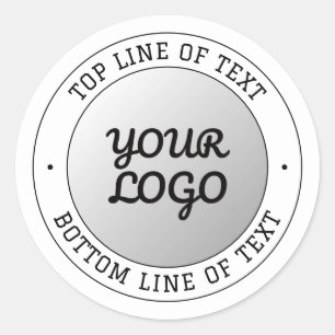 Upload Logo & Custom Text Grey Ombre Classic Round Sticker