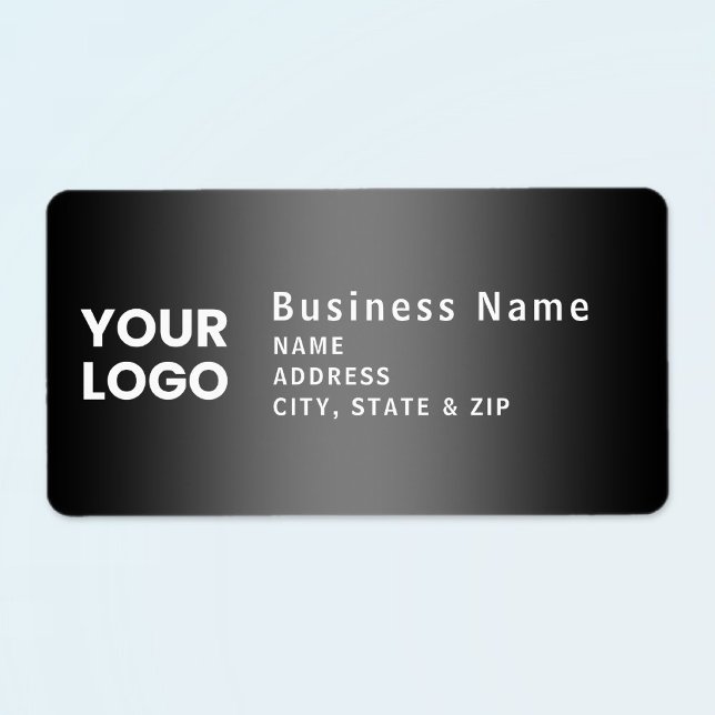 Upload Logo | Modern Gradient Grey Return Address Label (Creator Uploaded)