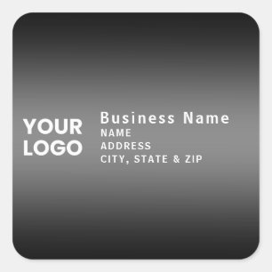 Upload Logo   Modern Gradient Grey Return Address Square Sticker
