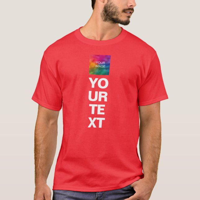 Upload Logo Or Photo Template Mens Christmas Red T-Shirt (Front)
