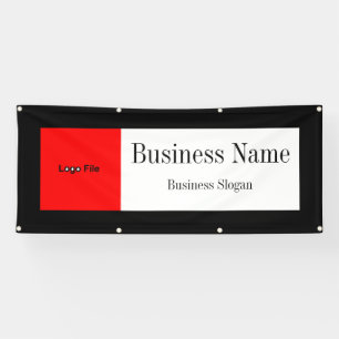 Upload Logo (Red), Change Border Colour, Add Text Banner