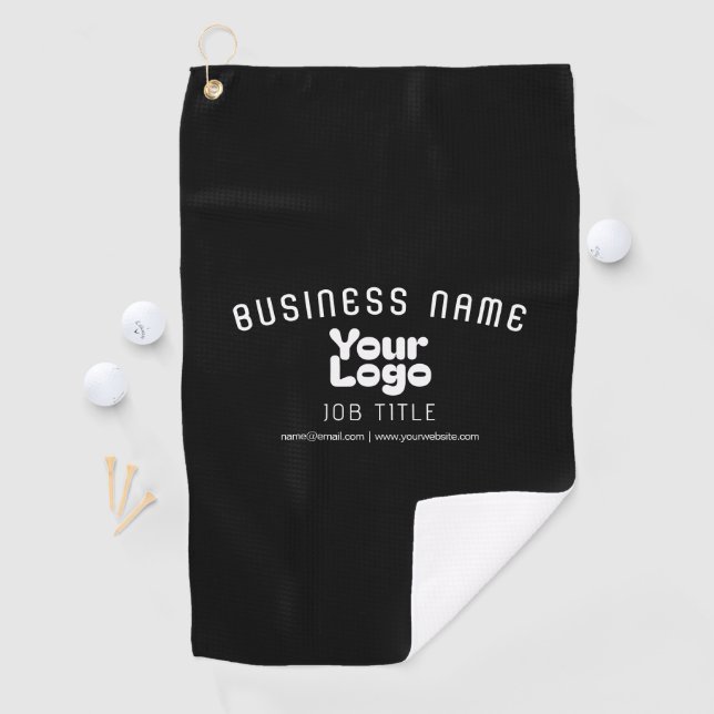 Upload Logo Retro-Modern Black & White (editable) Golf Towel (InSitu)