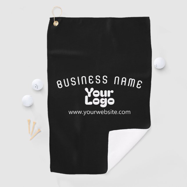 Upload Logo Retro-Modern Black & White (editable) Golf Towel (InSitu)