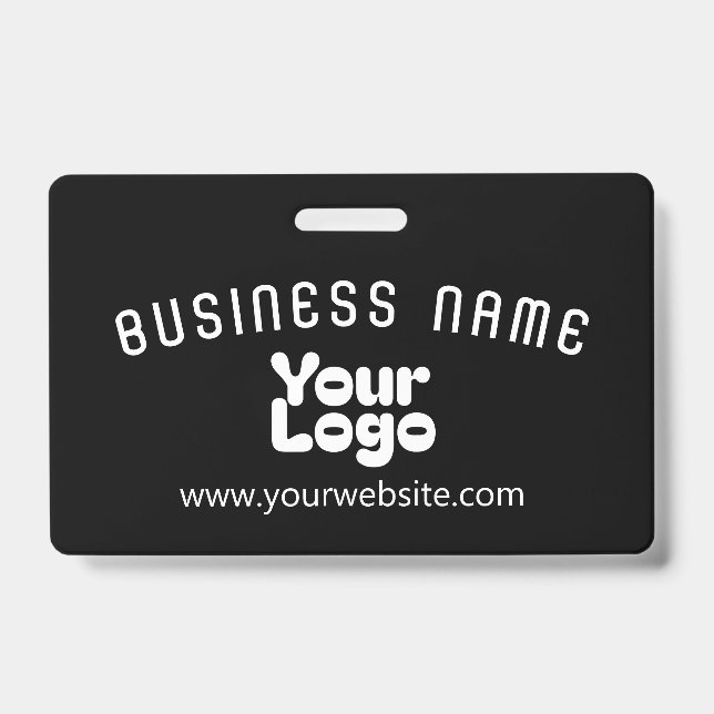 Upload Logo Retro-Modern Black & White (editable) ID Badge (Front)