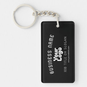 Upload Logo Retro-Modern Black & White (editable) Key Ring