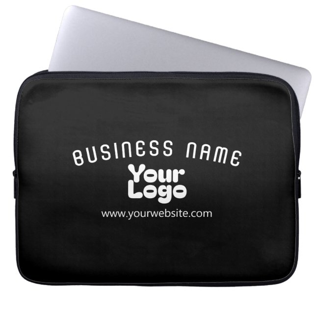 Upload Logo Retro-Modern Black & White (editable) Laptop Sleeve (Front)