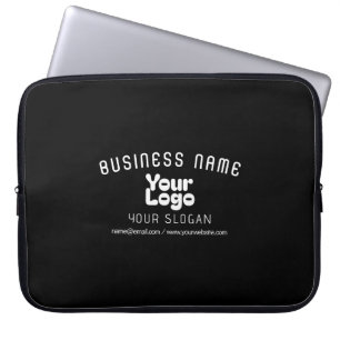 Upload Logo Retro-Modern Black & White (editable) Laptop Sleeve
