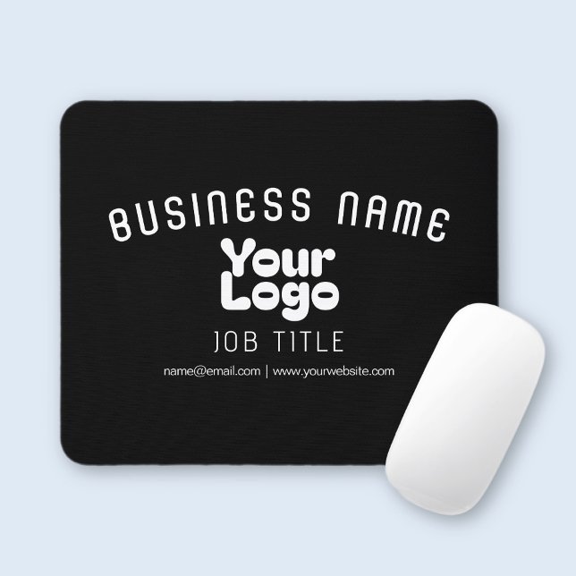 Upload Logo Retro-Modern Black & White (editable) Mouse Mat (Creator Uploaded)