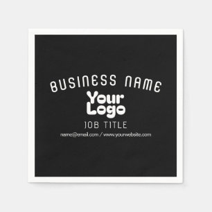 Upload Logo Retro-Modern Black & White (editable) Napkin