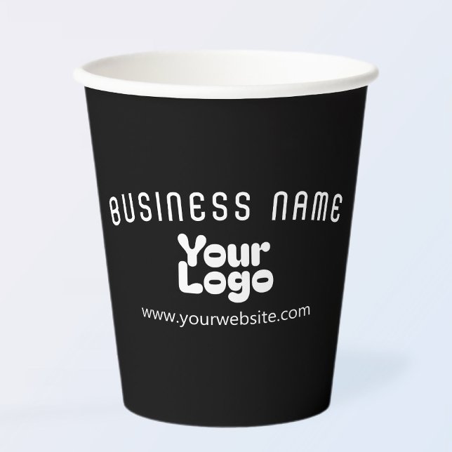 Upload Logo Retro-Modern Black & White (editable) Paper Cups (Creator Uploaded)