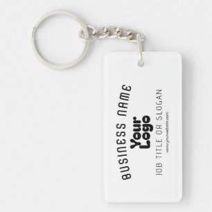 Upload Logo Retro-Modern White & Black (editable) Key Ring