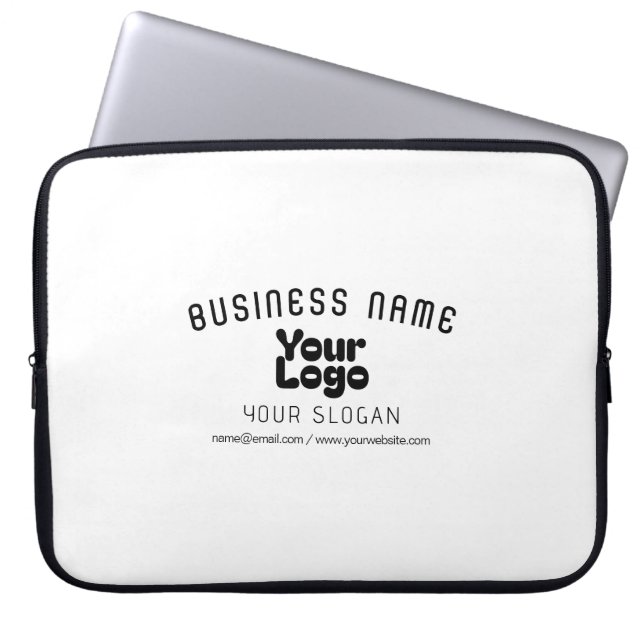 Upload Logo Retro-Modern White & Black (editable) Laptop Sleeve (Front)