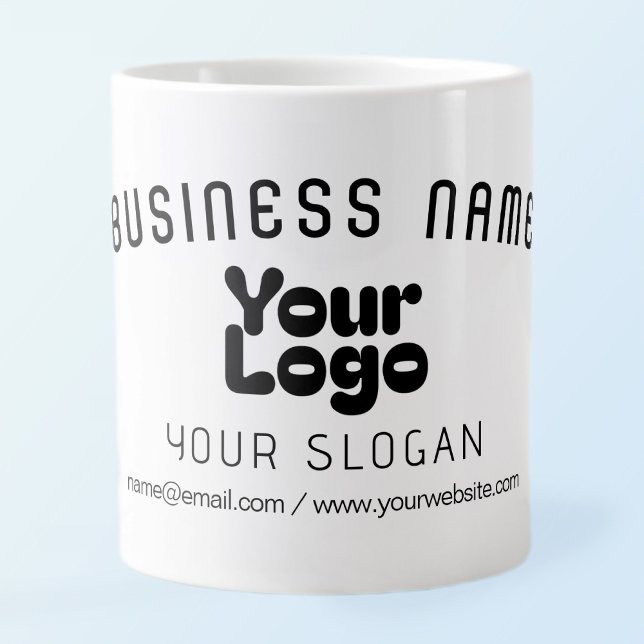 Upload Logo Retro-Modern White & Black (editable) Large Coffee Mug (Creator Uploaded)