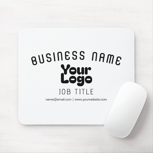 Upload Logo Retro-Modern White & Black (editable) Mouse Mat (With Mouse)