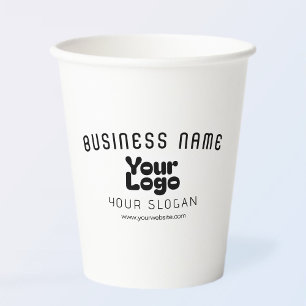 Upload Logo Retro-Modern White & Black (editable) Paper Cups