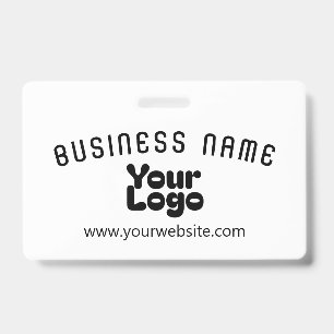 Upload Logo Retro-Modern White & Bllack (editable) ID Badge