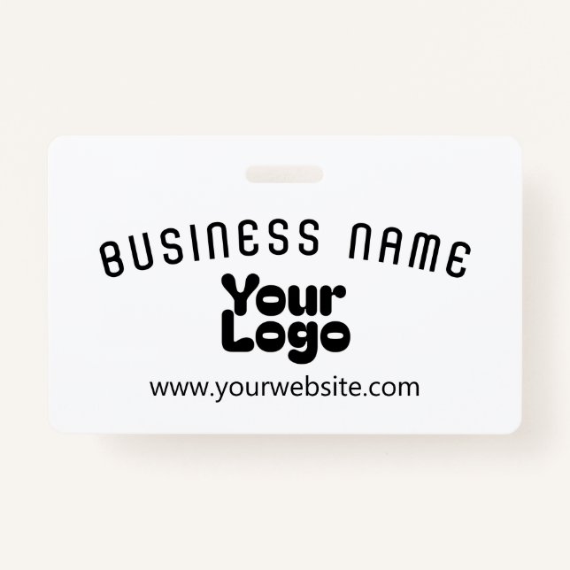 Upload Logo Retro-Modern White & Bllack (editable) ID Badge (Front)
