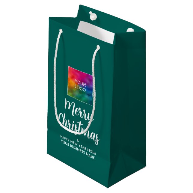 Upload Logo Template Promotional Merry Christmas Small Gift Bag (Front Angled)