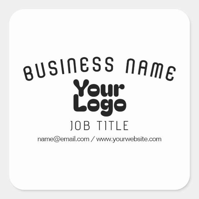 Upload Logo | White & Black (editable) Square Sticker (Front)