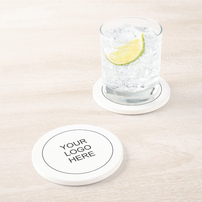 Upload Own Company Logo Here Round Sandstone Coaster (Side)