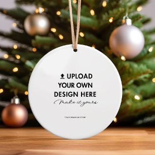Upload Own Photo Custom Double Sided Christmas Ceramic Tree Decoration