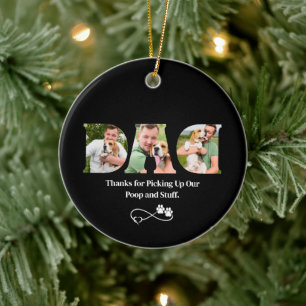 Upload Photo Happy Father's Day Funny Dog Owner Ceramic Tree Decoration