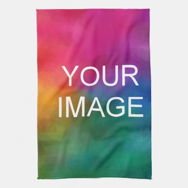 Upload Photo Image Logo Template Modern Elegant Tea Towel (Vertical)