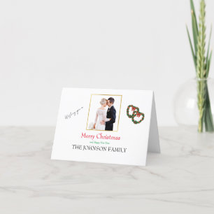 Upload Photo Name Personalize Christmas Greeting Holiday Card