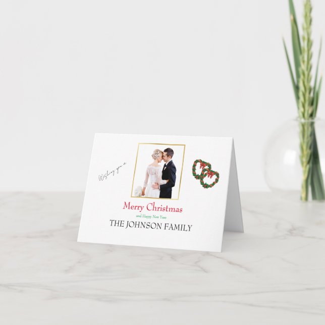 Upload Photo Name Personalize Christmas Greeting Holiday Card (Front)