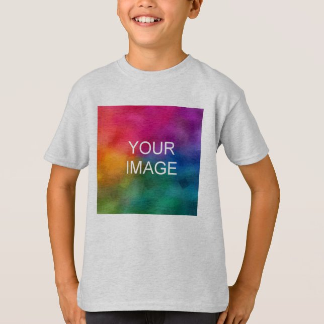Upload Photo to Kids Boys Short Sleeve Ash Grey T-Shirt (Front)