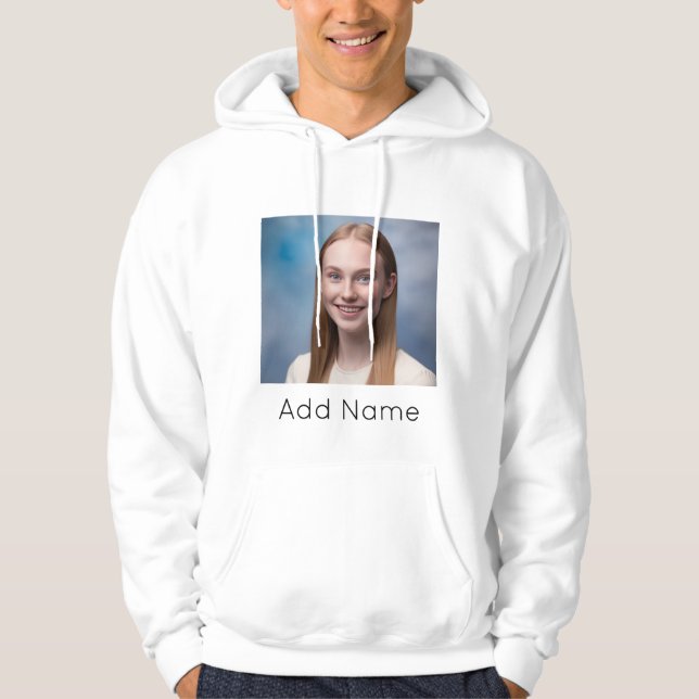 upload picture Custom Photo and Name Personalised  Hoodie (Front)