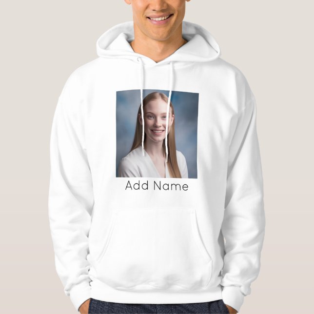 upload picture Custom Photo and Name Personalised  Hoodie (Front)