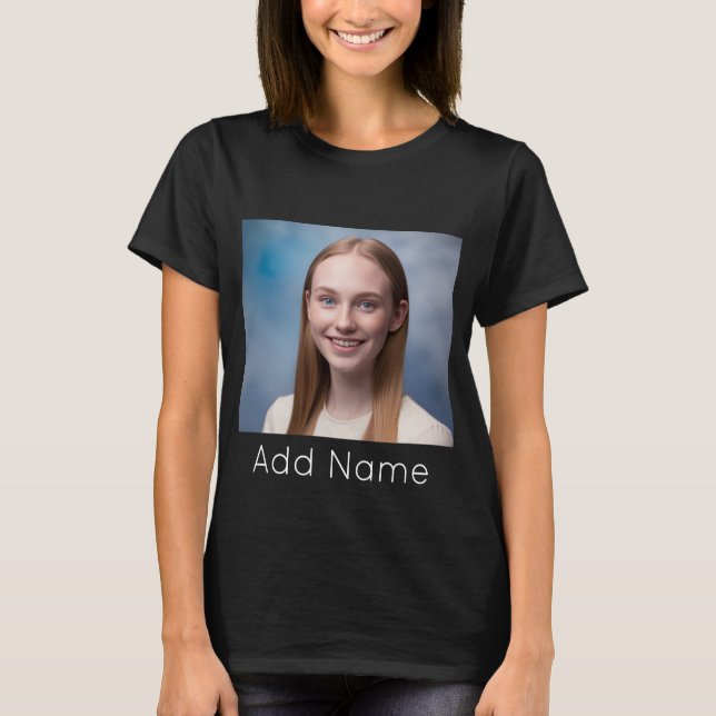 upload picture Custom Photo and Name Personalised  T-Shirt (Front)