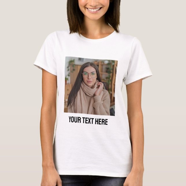 upload picture Custom Photo and text Personalised  T-Shirt (Front)