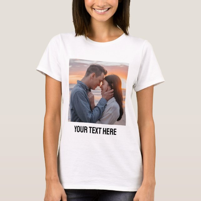 upload picture Custom Photo and text Personalised  T-Shirt (Front)