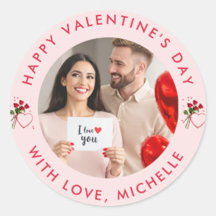 upload picture Custom Photo Happy Valentine's Day Classic Round Sticker