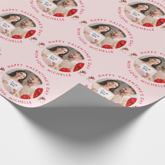 upload picture Custom Photo Happy Valentine's Day  Wrapping Paper (Corner)