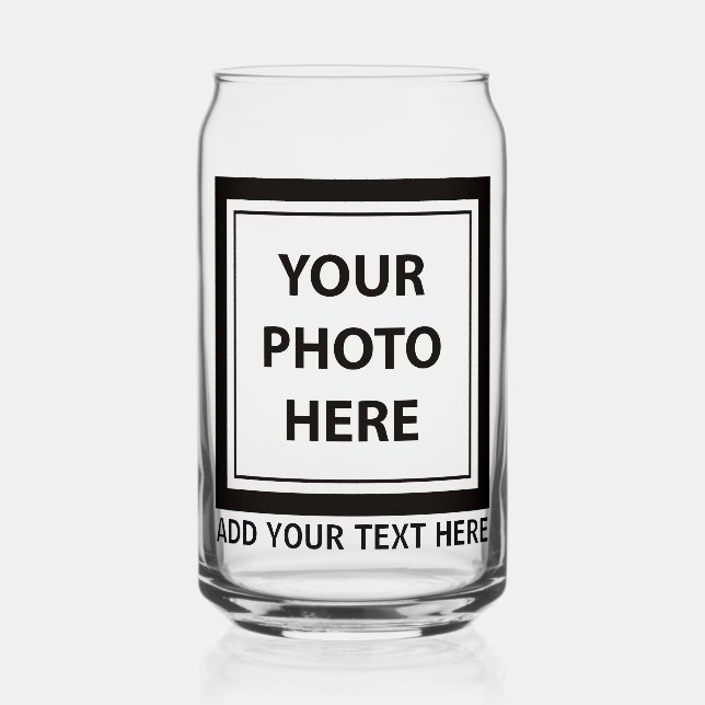 Upload Picture Photo & Add Text – Customise Can Glass (Front)