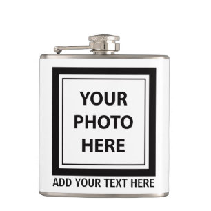 Upload Picture Photo & Add Text – Customise Hip Flask