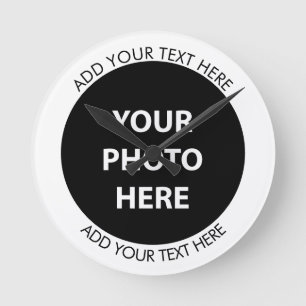 Upload Picture Photo & Add Text – Customise Round Clock