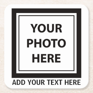 Upload Picture Photo & Add Text – Customise Square Paper Coaster