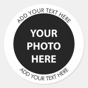 Upload Picture Photo & Add Text – Customize Classic Round Sticker