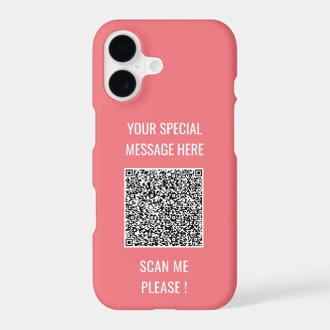 Upload QR Code Add Custom Text iPhone Case (Back)