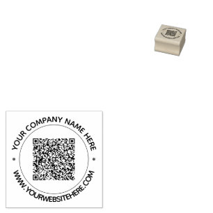 Upload QR Code and Text Round Rubber Stamp Example